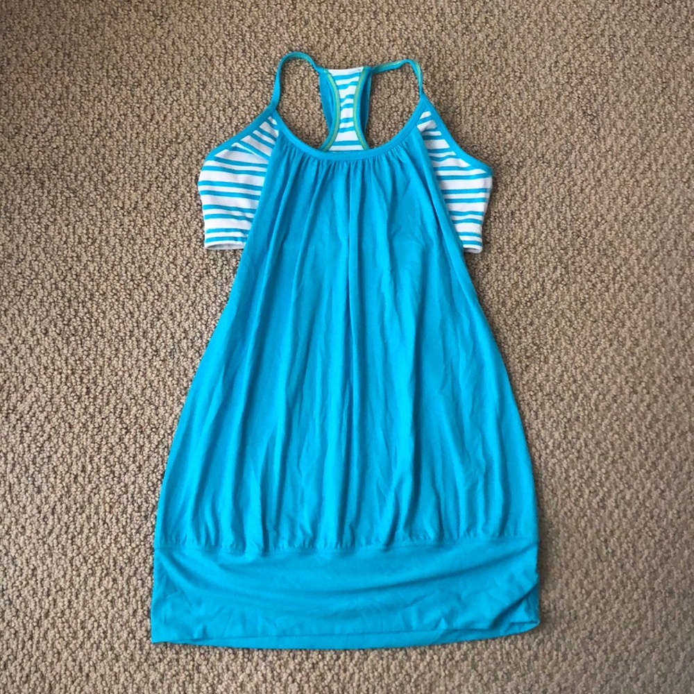 Turquoise Striped Lululemon Tank